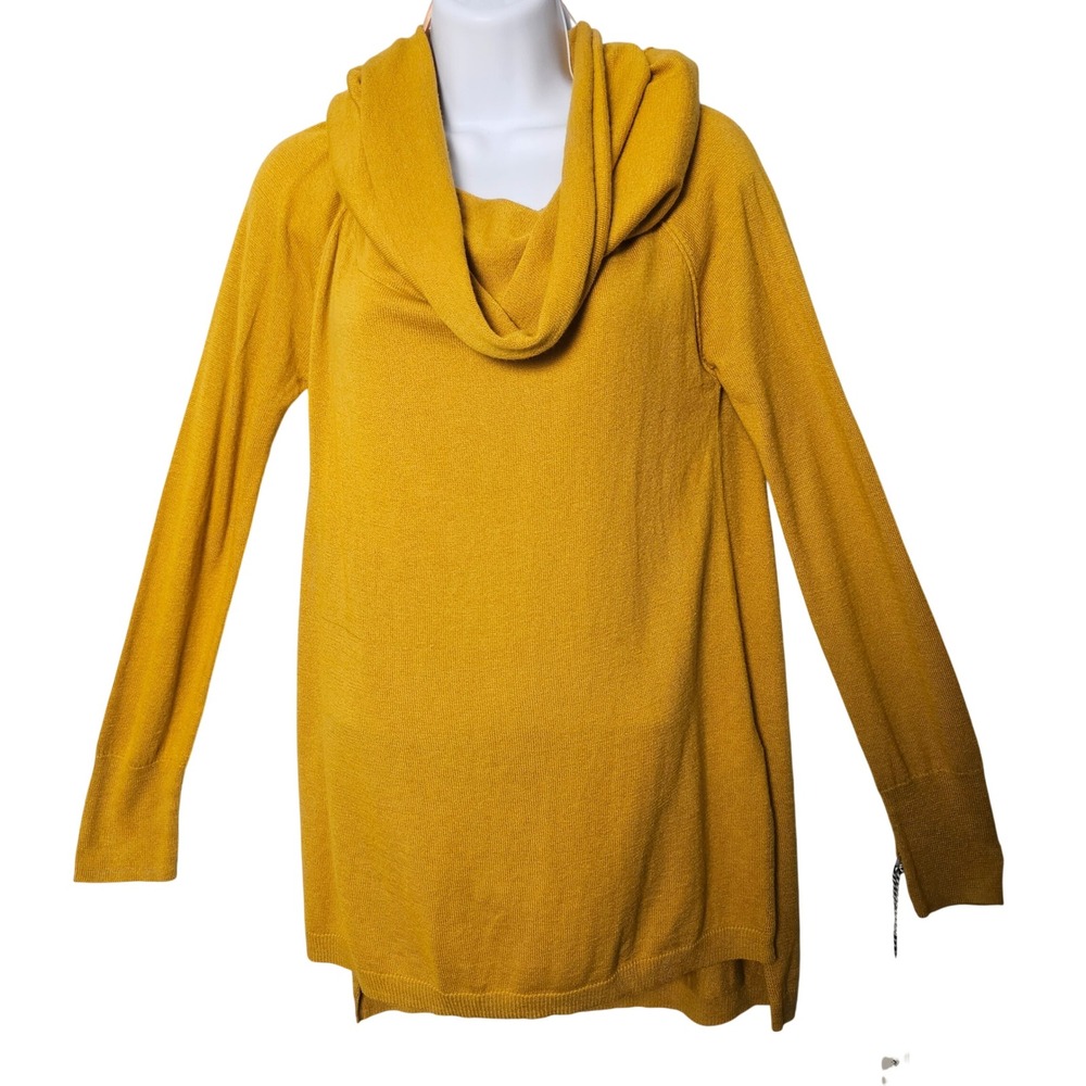 Womens L Mustard 2 Way Cowl Tunic Sweater NWT Boho Wearing Your Heart On Sleeve